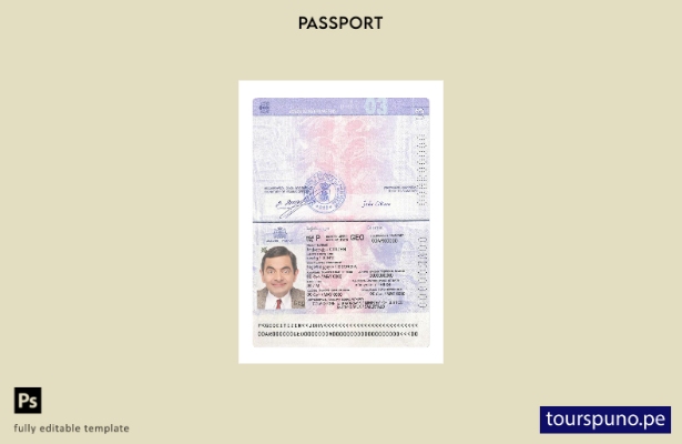 Plantilla de versión de pasaporte de Georgia lista para imprimir